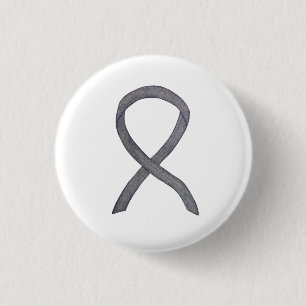 Silver Sparkle Awareness Ribbon Custom Art Buttone Button