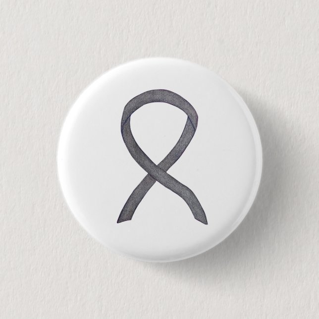 Silver Sparkle Awareness Ribbon Custom Art Buttone Button (Vorderseite)