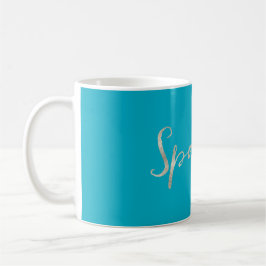 Silver Sparkle Bright Aqua Blue Kaffeetasse