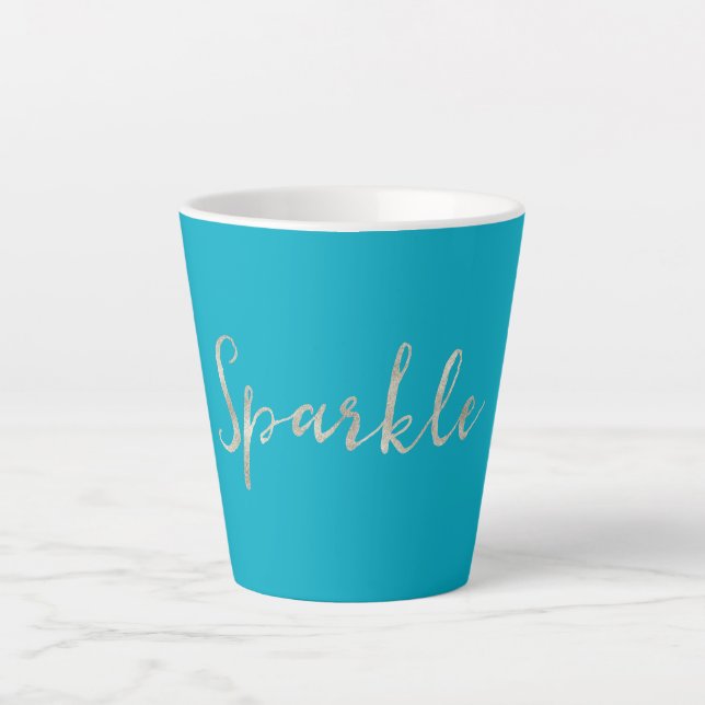Silver Sparkle Bright Aqua Blue Milchtasse (Vorderseite)