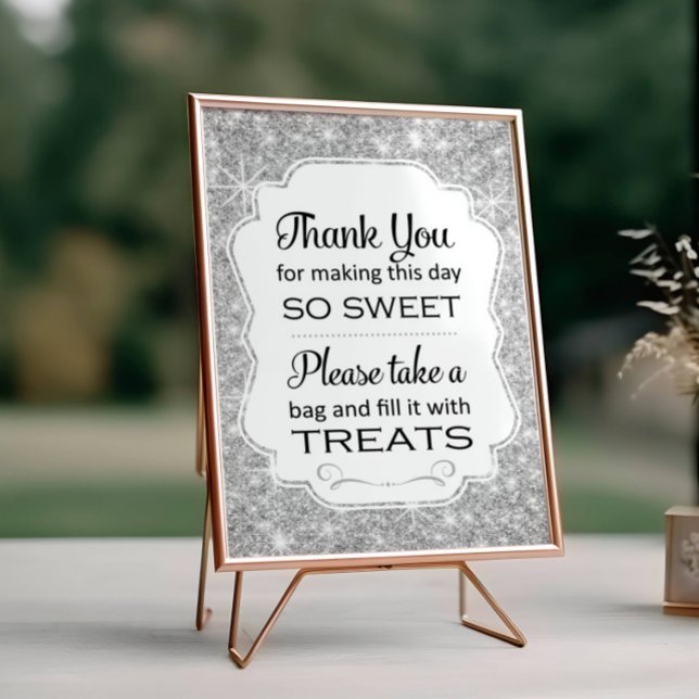 Silver Sparkle Candy Buffet Brautparty Sign Fotodruck (Von Creator hochgeladen)