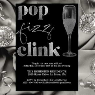 Silver Sparkle Cheers zum Silvesterabend-Party Einladung