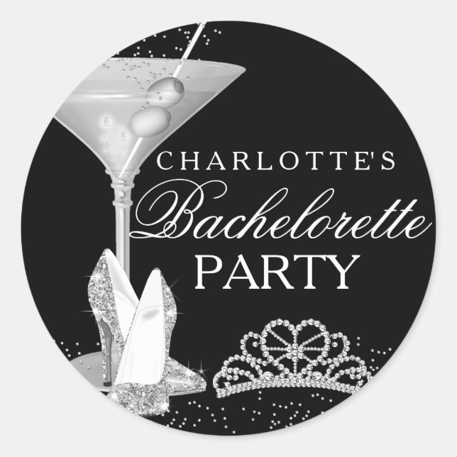 Silver Sparkle Cocktail Bachelorette Sticker (Vorderseite)