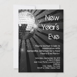 Silver Sparkle Disco Ball New Year's Eve Party Einladung