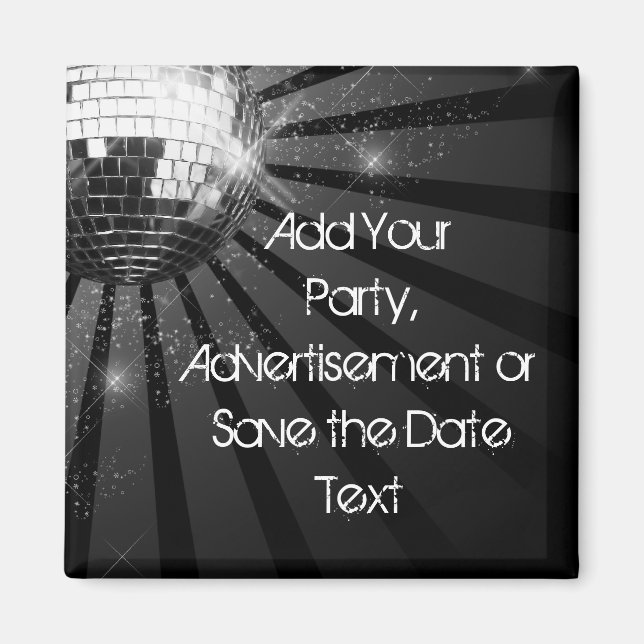 Silver Sparkle Disco Ball Party Magnet (Vorne)