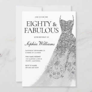 Silver Sparkle Dress 80. Geburtstagsparty Einladung