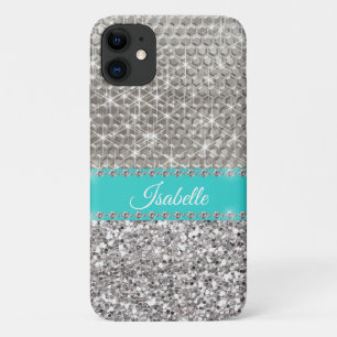 Silver Sparkle Glam Bling Personalisiert Metal Case-Mate iPhone Hülle