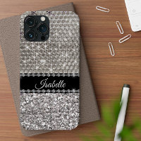 Silver Sparkle Glam Bling Personalisiert Metal