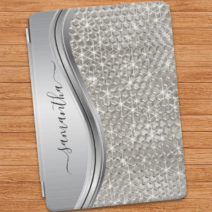 Silver Sparkle Glam Bling Personalisiert Metal iPad Mini Hülle
