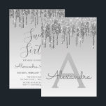Silver Sparkle Glitzer 16 . Geburtstag Geburtstag Einladung<br><div class="desc">Silver Funkelnd Dripping Glitzer Sweet 16 Geburtstagsparty Einladung mit Monogram Name and Initial. Dies ist die perfekte 16 . Geburtstag Geburtstagseinladung für eine moderne Ombre Glitzer Sparkle Girly Geburtstagsparty. Bitte kontaktieren Sie den Designer,  um passende Sonderanfertigungen zu erhalten.</div>
