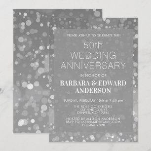 Silver Sparkle Glitzer 50. Hochzeitstag Einladung