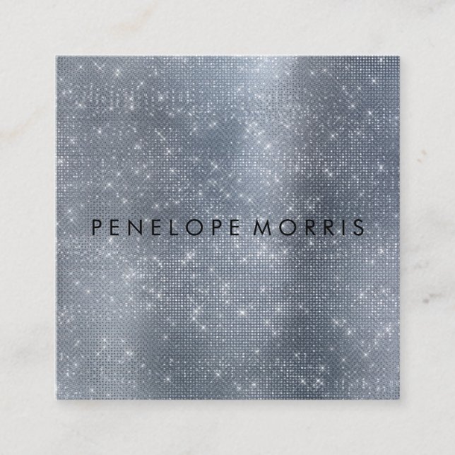 Silver Sparkle Glitzer Beauty Stylist Quadratische Visitenkarte (Vorderseite)