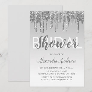 Silver Sparkle Glitzer Brautparty Einladung