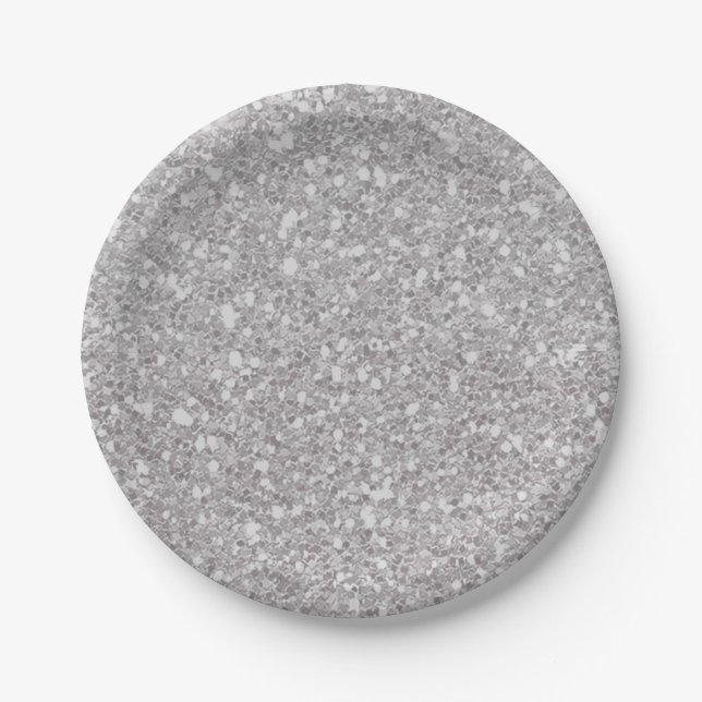 Silver Sparkle Glitzer Glam Custom Party Pappteller (Vorderseite)