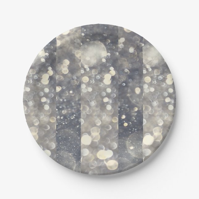 Silver Sparkle Glitzer Glamour Glam Moderne Modern Pappteller (Vorderseite)