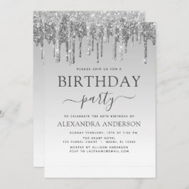 Silver Sparkle Glitzer jeden Geburtstag Einladung