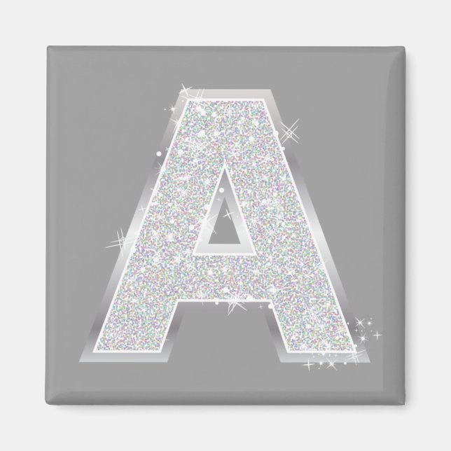 Silver Sparkle Glitzer Letter A Monogram Magnet (Vorne)