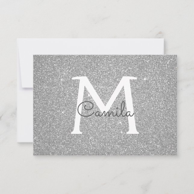 Silver Sparkle Glitzer Quinceanera Save the Date (Vorderseite)