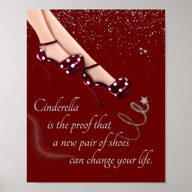 Silver Sparkle Glitzer Red Polka Dot Shoes Poster (Vorne)