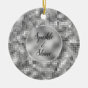 Silver Sparkle Keramik Ornament