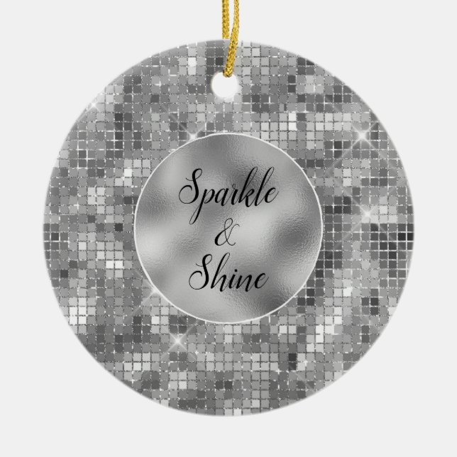 Silver Sparkle Keramik Ornament (Vorne)