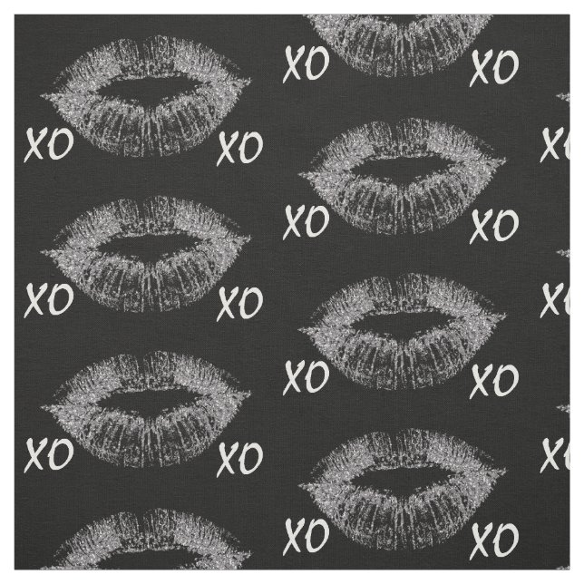 Silver Sparkle Lips XOXO Stoff (Muster)