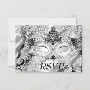 Silver Sparkle Masquerade Party UAWG RSVP Karte
