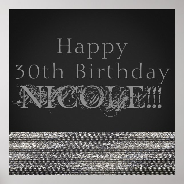 Silver Sparkle Modern Glam Sequins Party Banner Poster (Vorne)