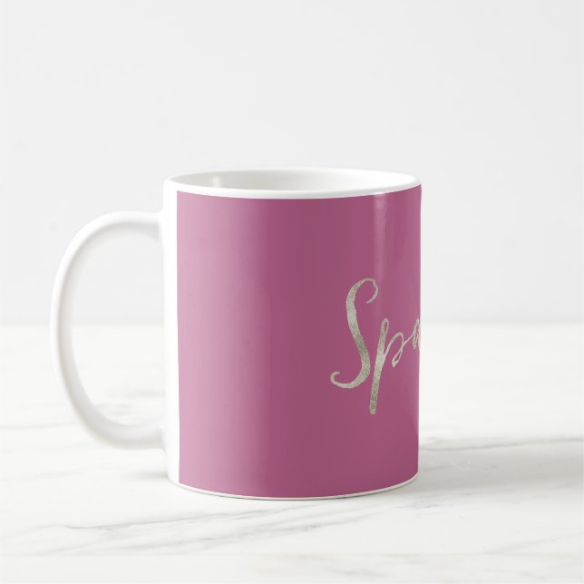 Silver Sparkle Pink Tasse (Links)