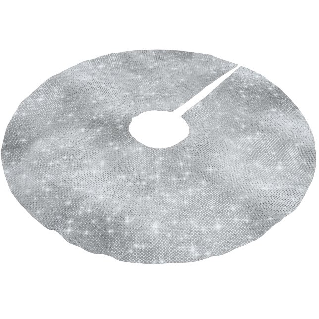 Silver Sparkle Polyester Weihnachtsbaumdecke (Schrägansicht)