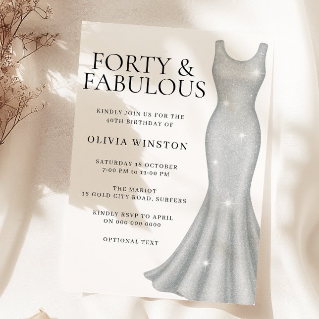 Silver Sparkle Shimmer Dress 40. Geburtstag Party Einladung (Von Creator hochgeladen)
