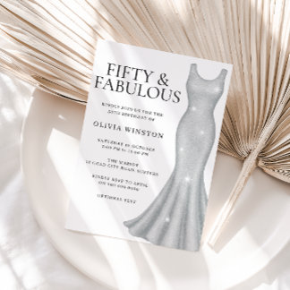 Silver Sparkle Shimmer Dress 50. Geburtstagsparty Einladung
