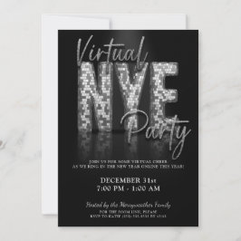Silver Sparkle Virtual Silvester Party Einladung
