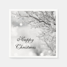 Silver Sparkle Winter "Happy Christmas" Serviette
