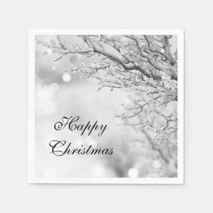 Silver Sparkle Winter "Happy Christmas" Serviette