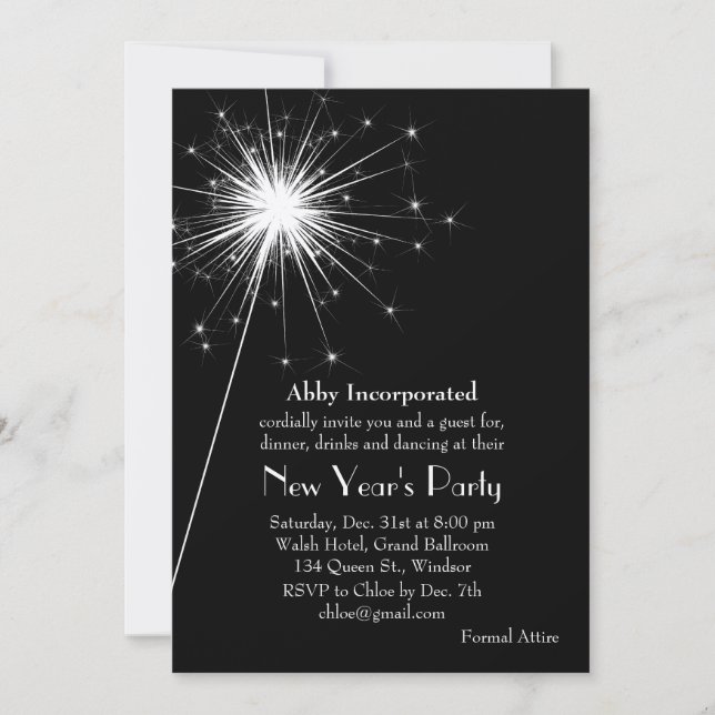 Silver Sparklers Silver Silver Party Einladung (Vorderseite)