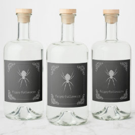 Silver Spider Halloween Alkoholflaschenetikett