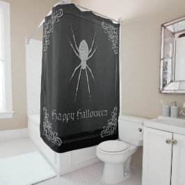 Silver Spider Halloween Duschvorhang