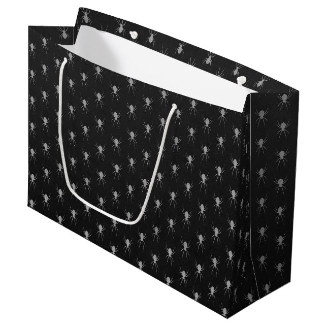 Silver Spider Halloween Große Geschenktüte (Vorderseite Schrägansicht)
