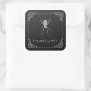 Silver Spider Halloween Quadratischer Aufkleber