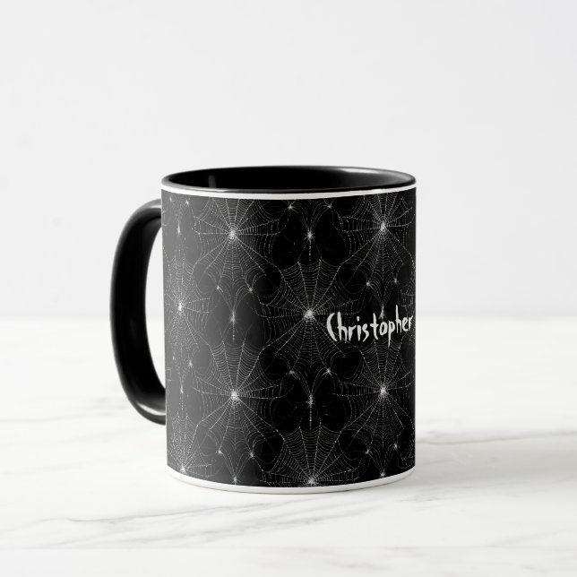 Silver Spiderweb Lace auf Black Tasse (Vorderseite Links)