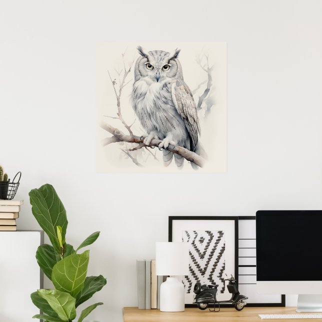Silver Spirit Animal Owl Poster (Heimbüro)