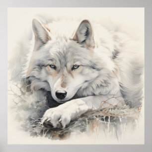 Silver Spirit Animal Wolf Poster