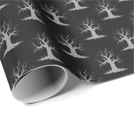 Silver Spooky Tree Halloween Geschenkpapier