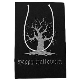 Silver Spooky Tree Halloween Mittlere Geschenktüte