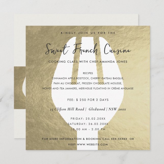 SILVER SPOON FORK COOKING CLASS EINLADEN VORLAGE (Vorne/Hinten)