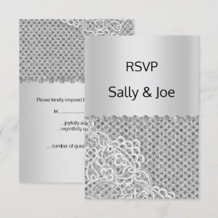 Silver Spot Lace Diamond Wedding Response Einladung