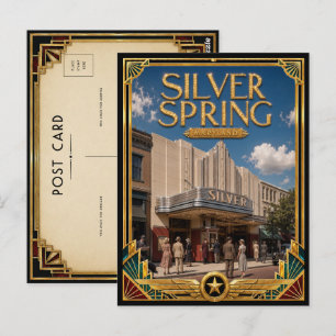 Silver Spring Maryland Vintage Art Deco Goldenes Z Postkarte