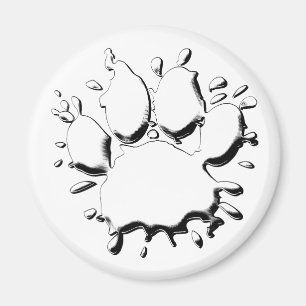 Silver Spritzer Dog Paw Zeichnend Magnet