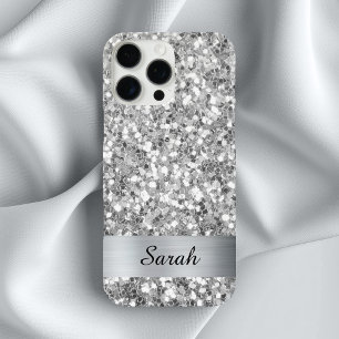 Silver Square Glitzer Shimmer Strip Foil iPhone 16 Pro Max Hülle